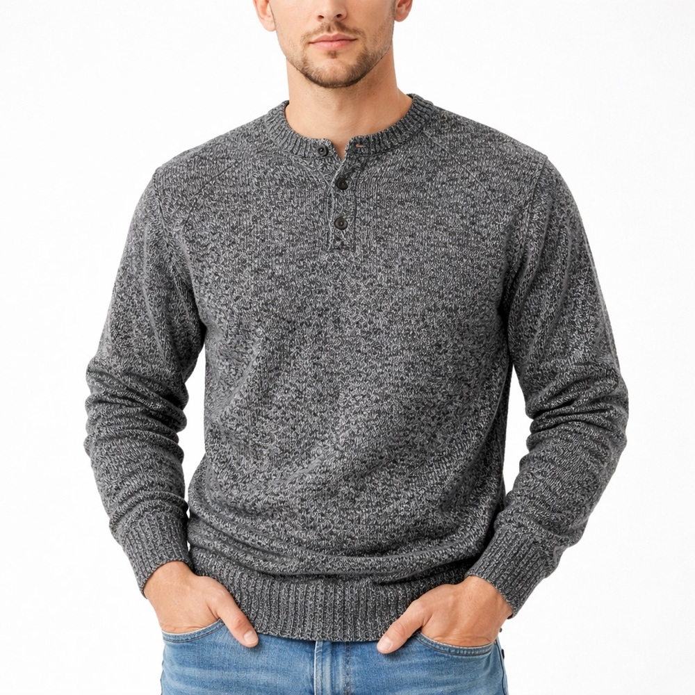 Vintage Le Chateau Grey Acrylic Henley Sweater